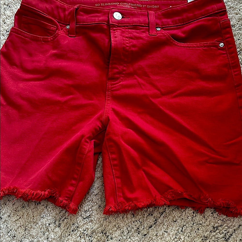 Chico's Vibrant Red Denim Girlfriend Shorts